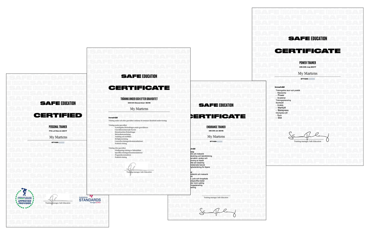Coach PT certificates